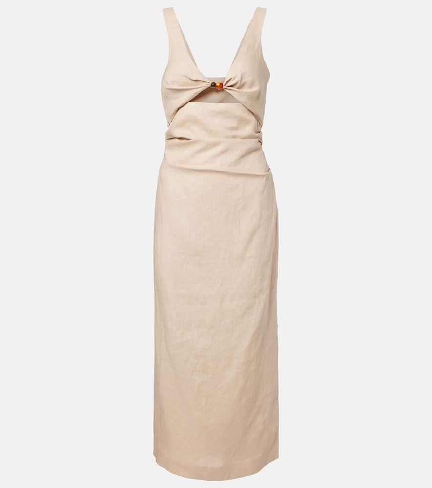 sir moretti cutout linen midi dress