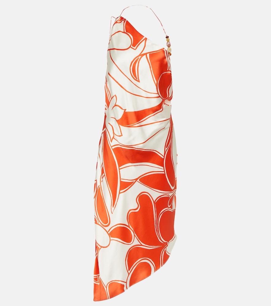 sir ramona printed silk midi dress