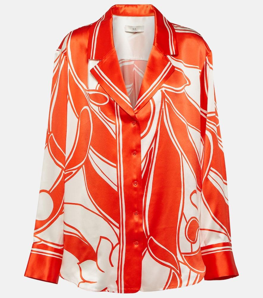 sir ramona printed silk satin shirt