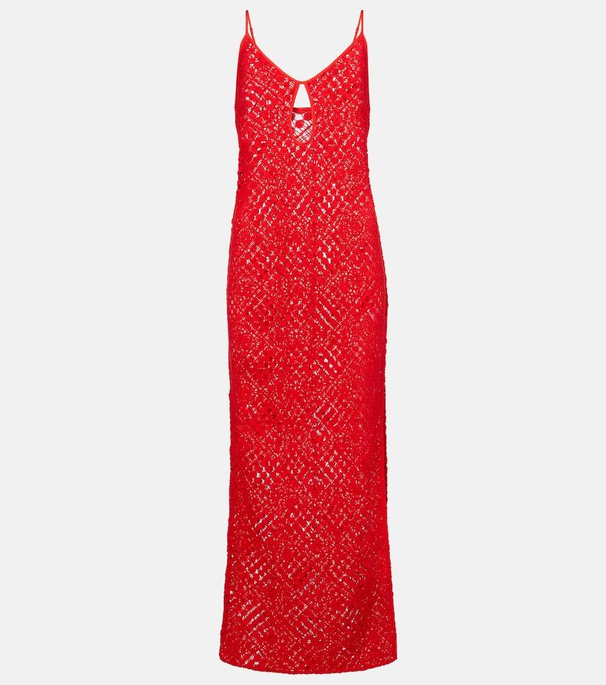 sir rayure crochet cotton maxi dress