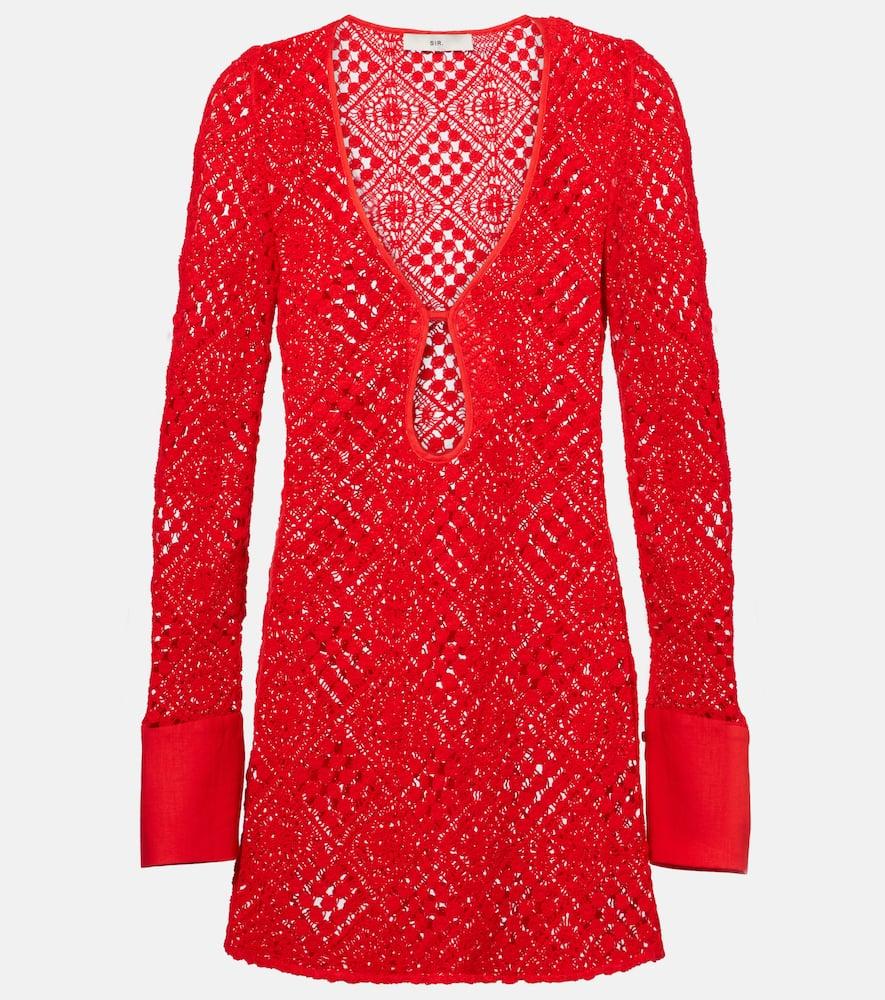 sir rayure crochet cotton minidress