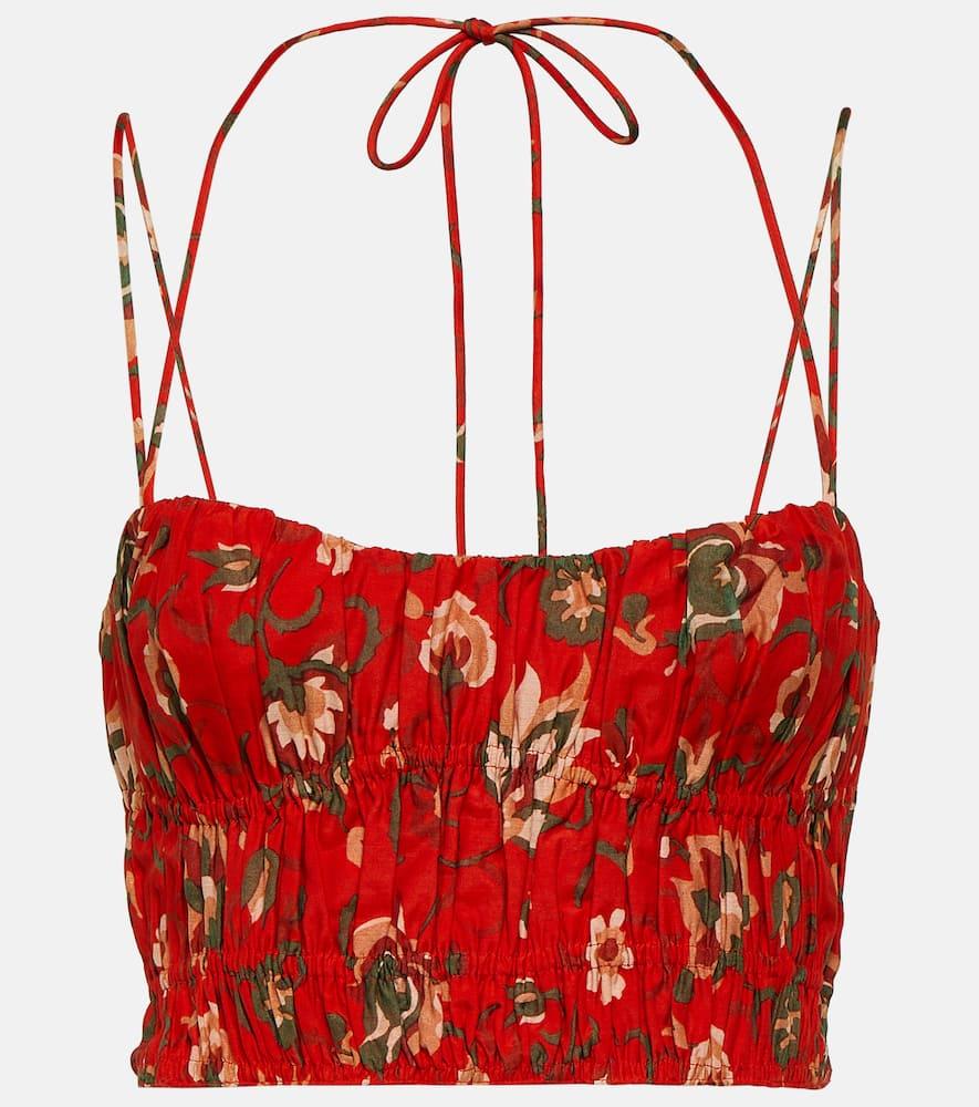 sir reyes printed cotton and silk crop top