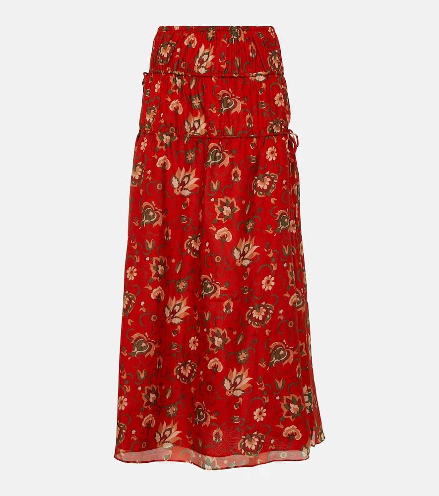 sir reyes printed cotton and silk maxi skirt