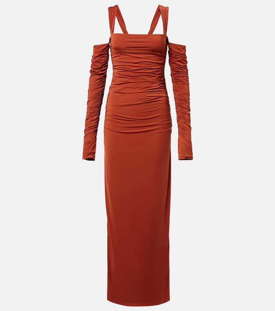 sir rosseli gathered jersey maxi dress