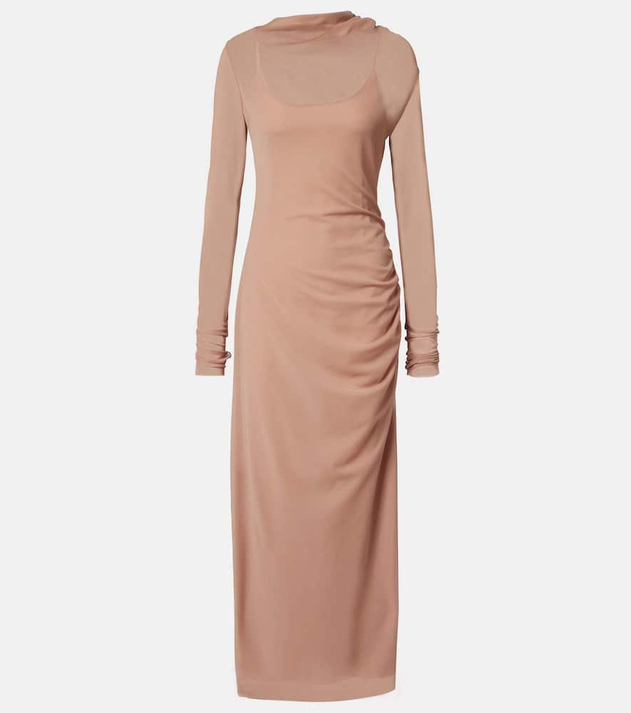 sir ruby draped sheer maxi dress