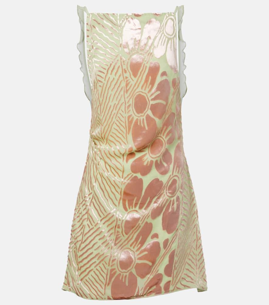 sir ventura floral velvet and mesh minidress