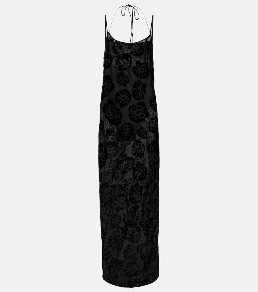 sir vittoria embroidered sheer maxi dress