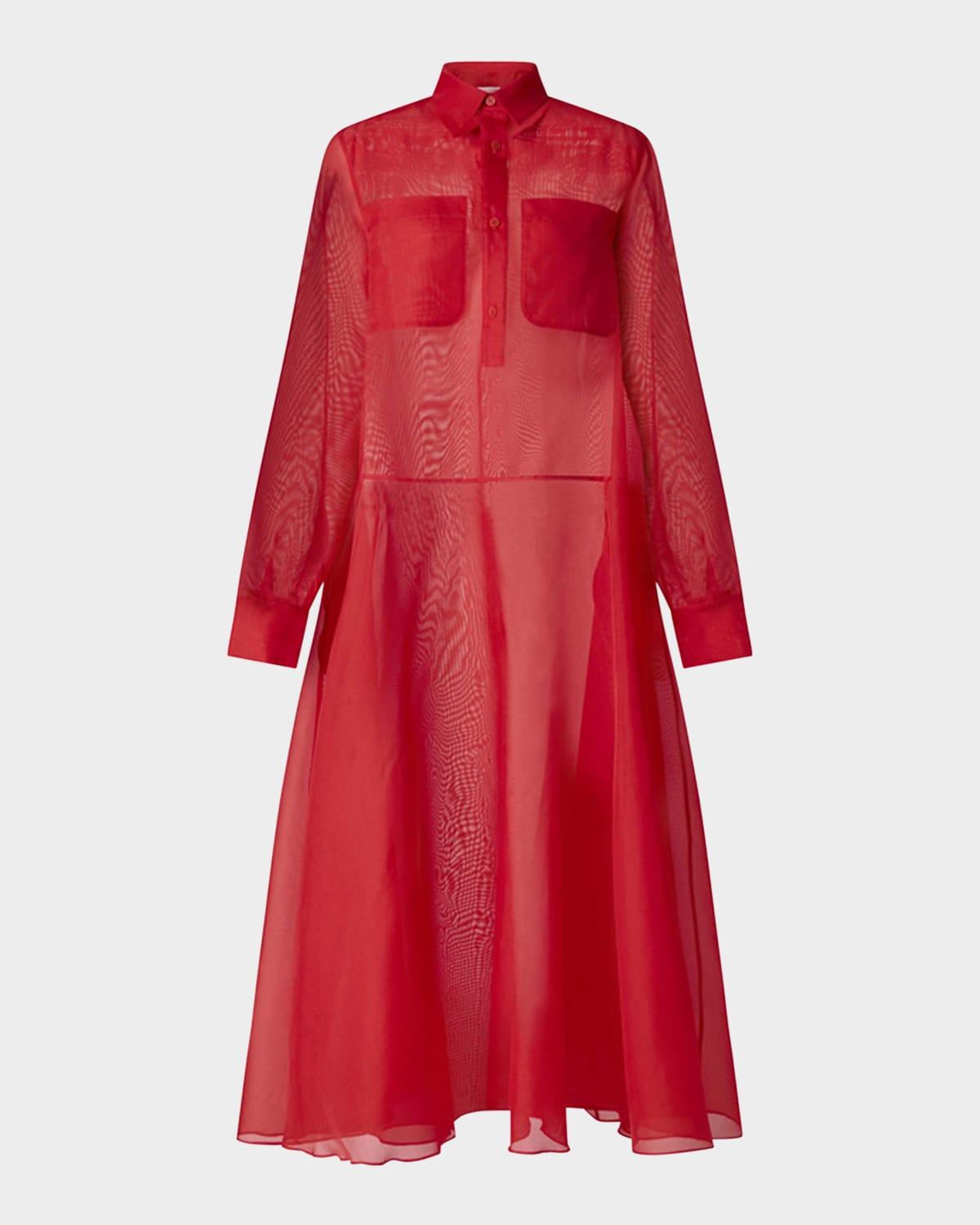 sissy long-sleeve silk shirtdress