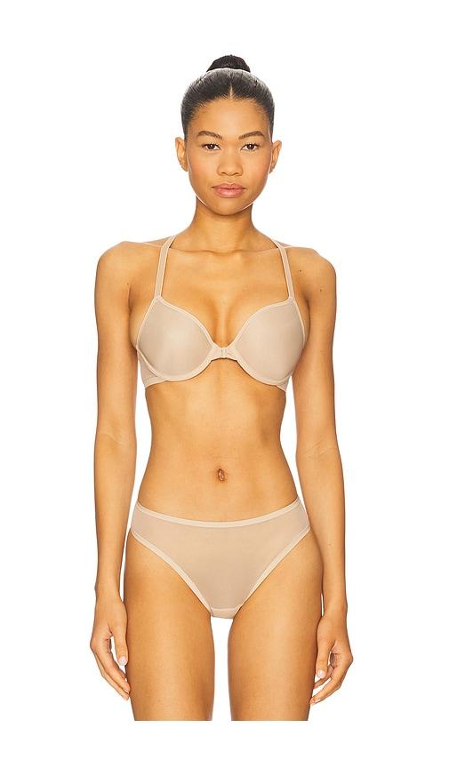 skarlett blue spellbound front close spacer bra in nude.