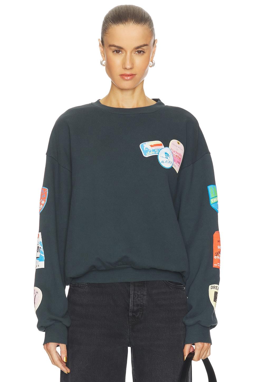 ski patch & pass collector oversized crew sweatshirt