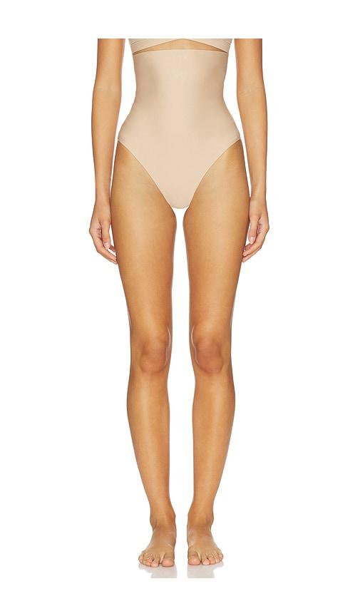 skims body high waisted thong in tan.