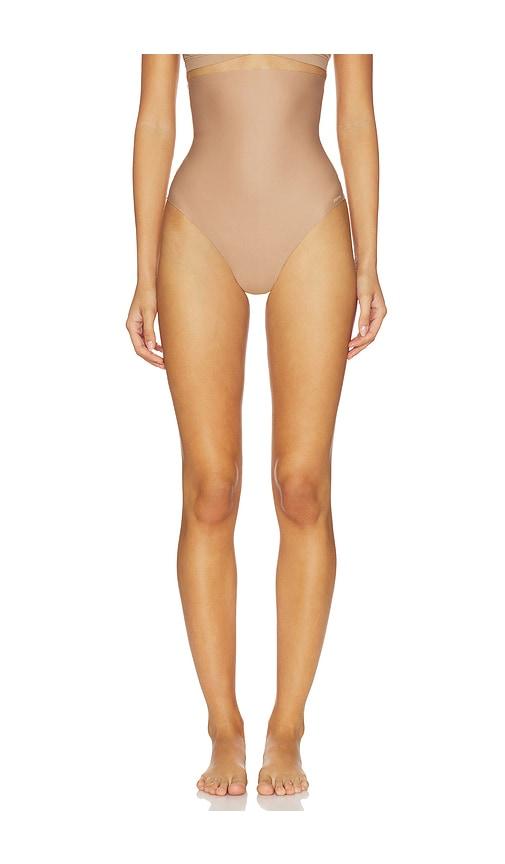 skims body high waisted thong in taupe.