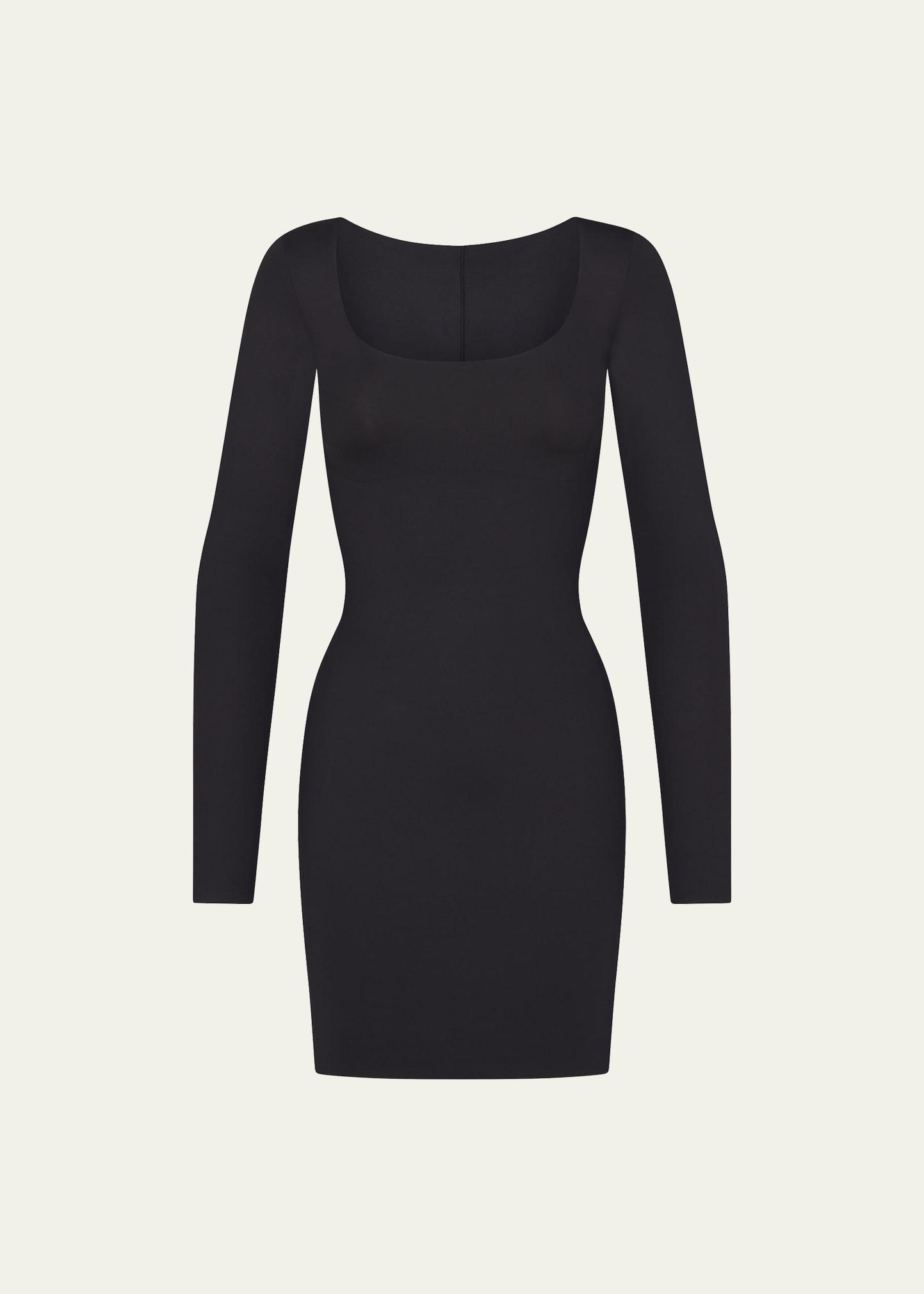 skims body long-sleeve scoop-neck mini dress