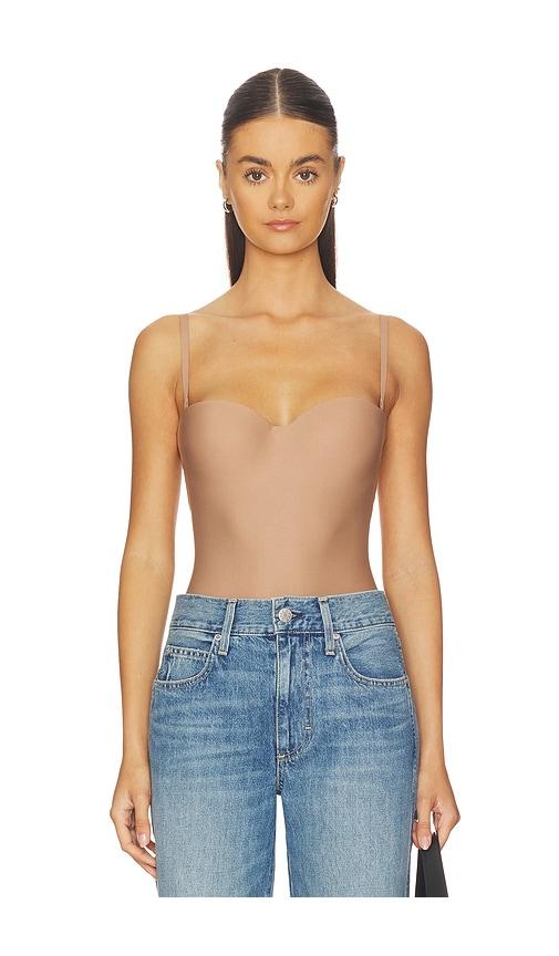 skims body molded underwire bodysuit in taupe.