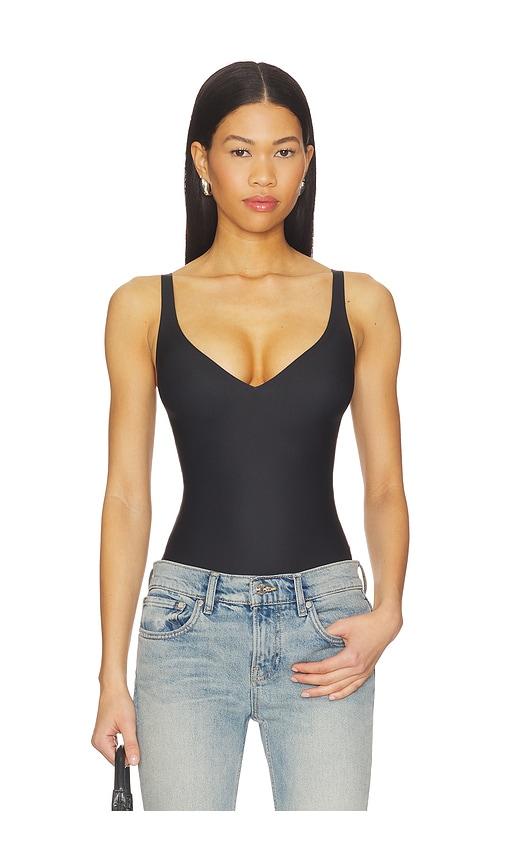 skims body plunge bodysuit in black.