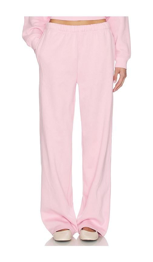 skims cotton fleece classic straight leg pant in pink.