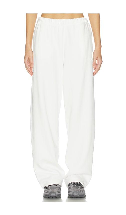 skims cotton fleece classic straight leg pant in white.