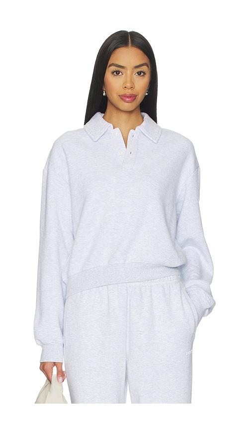 skims cotton fleece polo sweatshirt in grey.