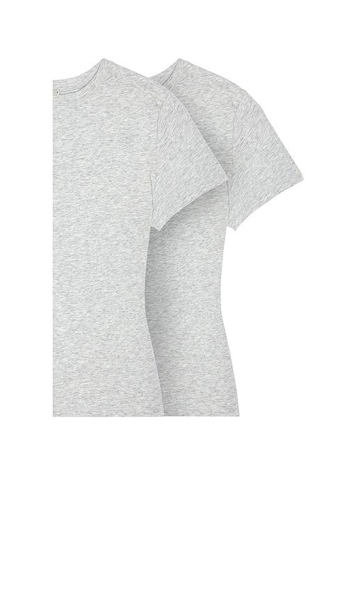 skims cotton jersey 2 pack t-shirt in light grey.