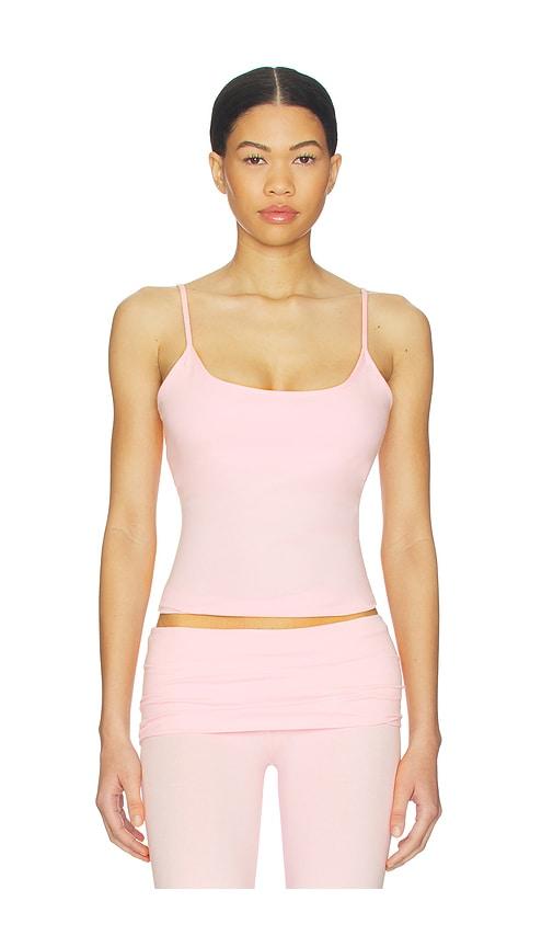 skims cotton jersey cami in pink.