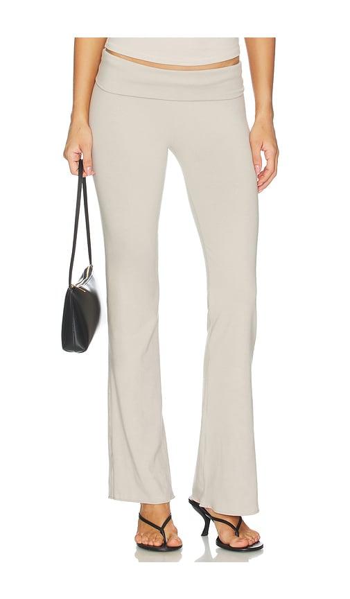 skims cotton jersey foldover pant in beige.