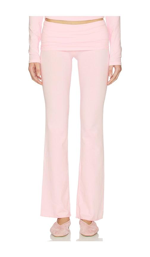 skims cotton jersey foldover pant in pink.