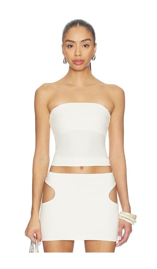 skims cotton jersey tube top in ivory.
