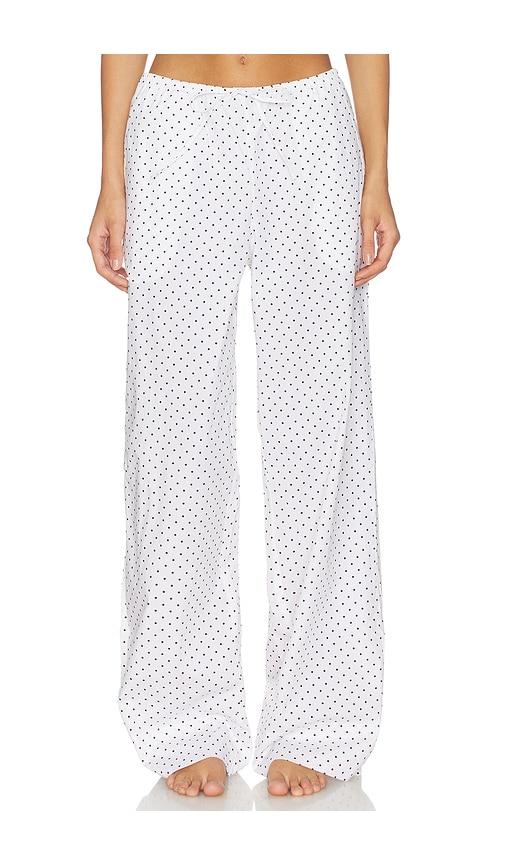 skims cotton poplin sleep drawstring pant in black & white.