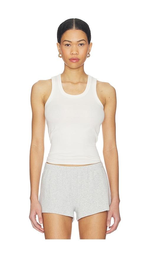 skims cotton rib high scoop tank in cream.