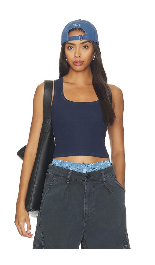 skims cotton rib tank in navy.