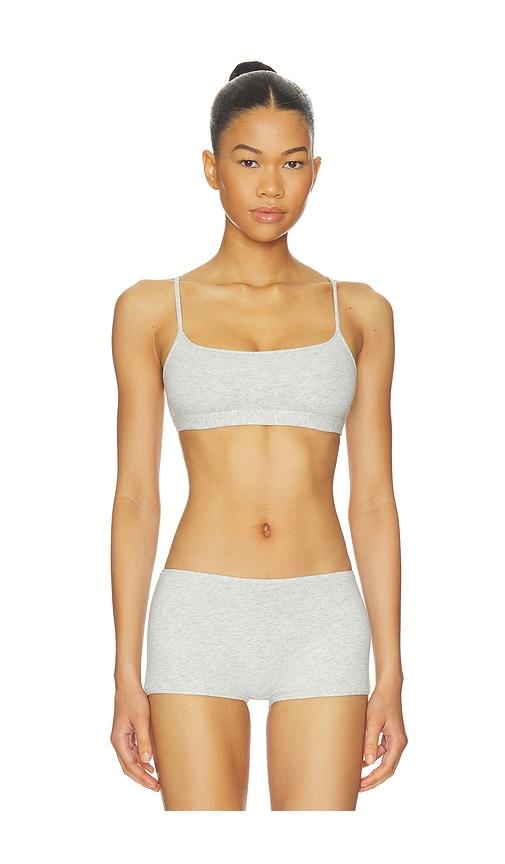 skims everyday cotton scoop bralette in light grey.