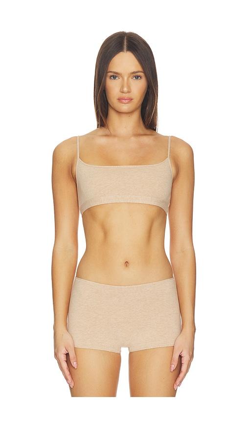 skims everyday cotton scoop bralette in nude.