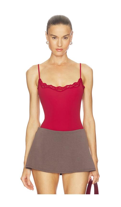 skims fits everybody cami bodysuit in red.