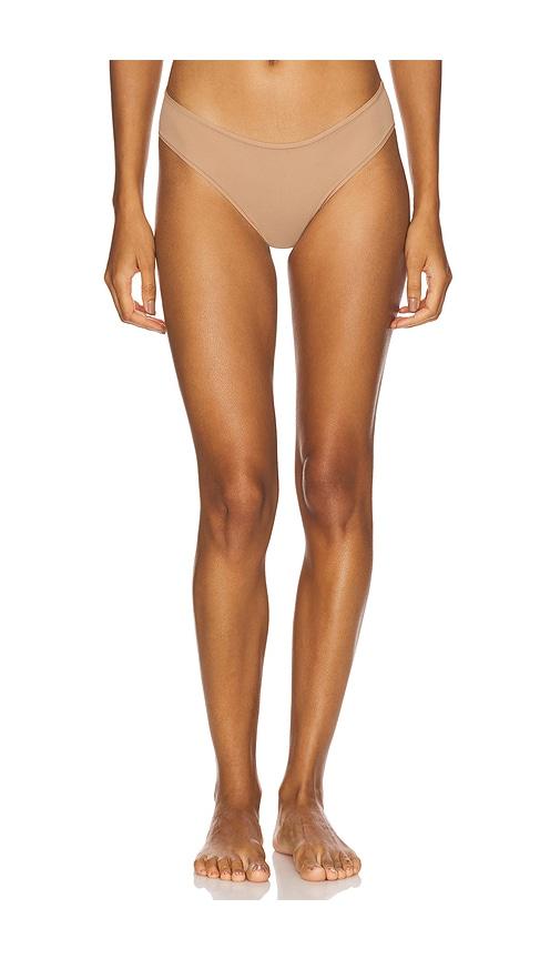 skims fits everybody cheeky brief in beige.