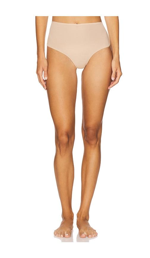 skims fits everybody high waisted thong in tan.