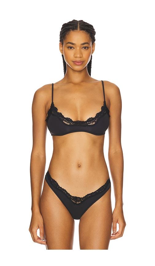 skims fits everybody lace scoop bralette in black.
