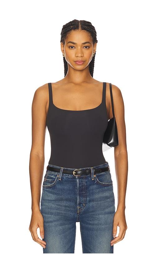 skims fits everybody square neck bodysuit in black.