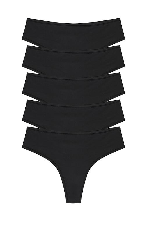 skims fits everybody thong 5 pack in black.