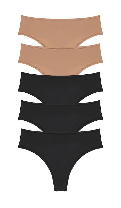 skims fits everybody thong 5 pack in black.