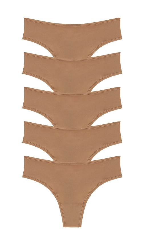 skims fits everybody thong 5 pack in brown.