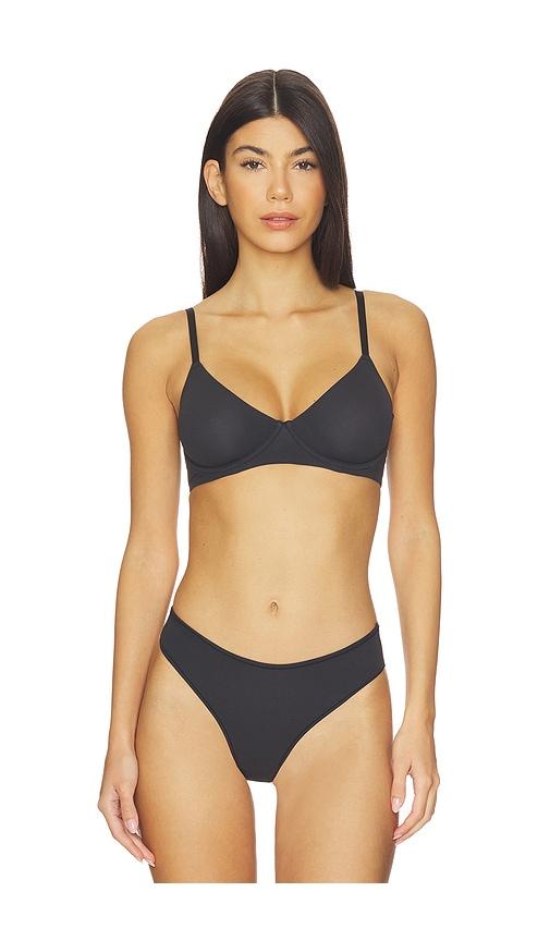 skims fits everybody unlined demi bra in black.