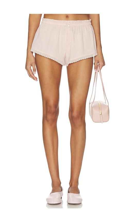 skims garment washed poplin short in barely pink in rose.