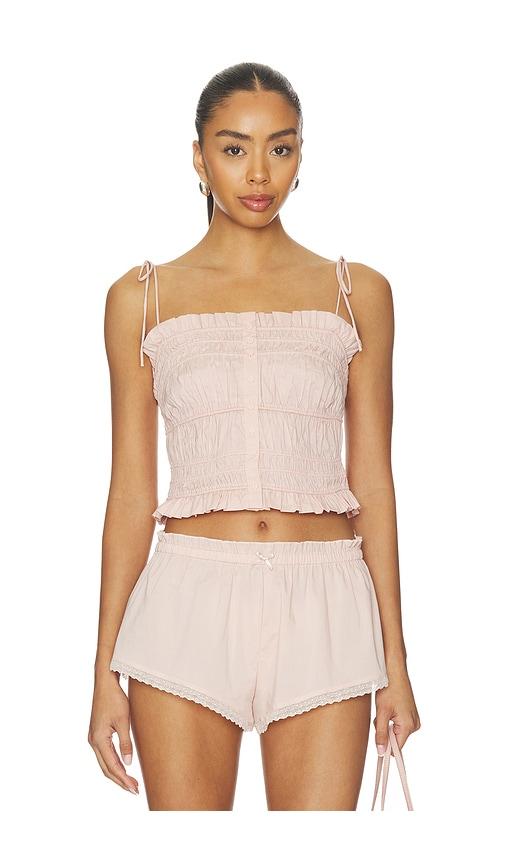 skims garment washed ruffle cami in barely pink in rose.