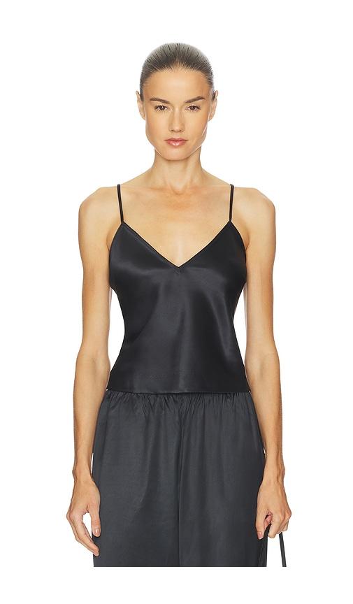 skims heavyweight satin cami in black.