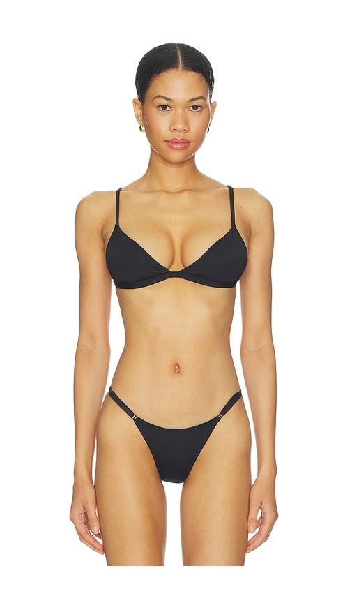 skims iconic swim triangle bikini top in black.