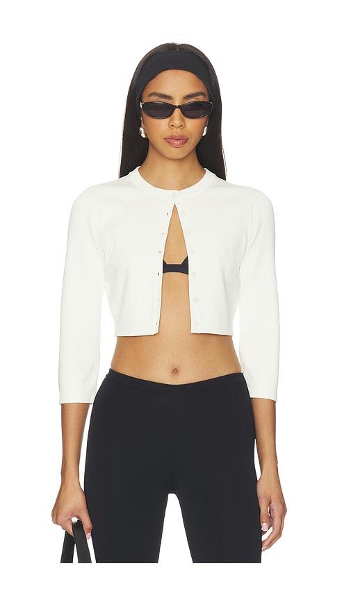 skims refined knit crop cardigan in ivory.