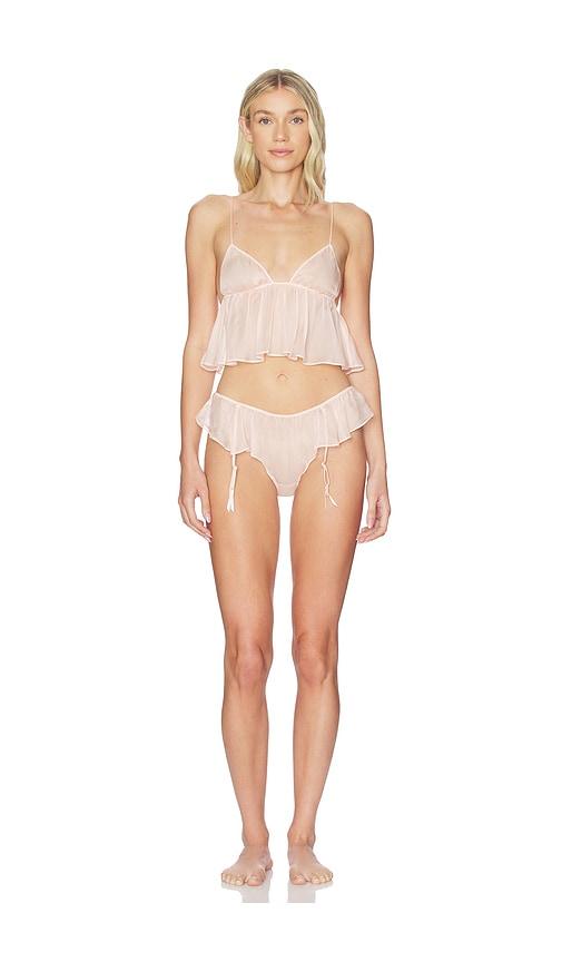 skims romance babydoll and hipster set in pink.