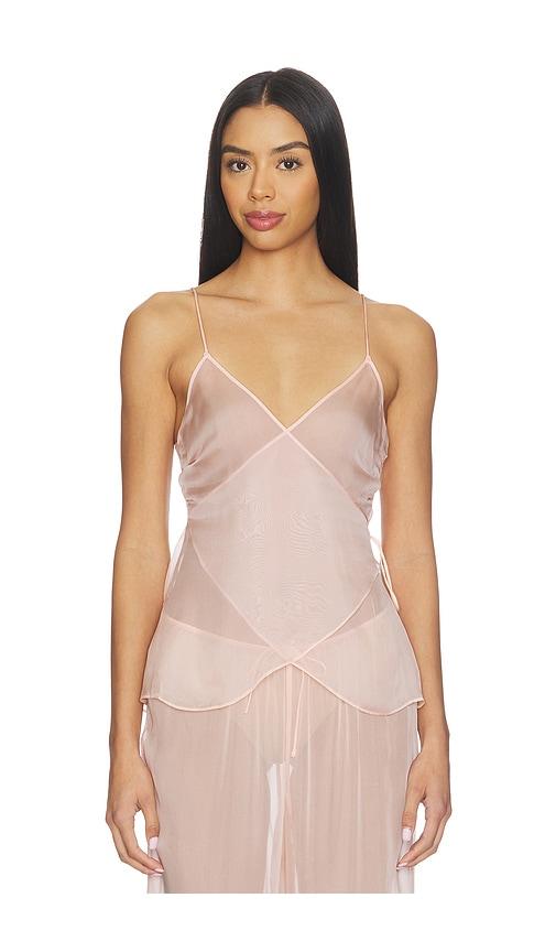 skims romance wrap cami top in pink.