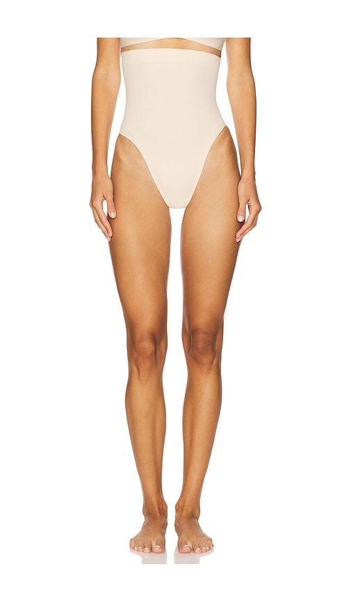 skims seamless sculpt high waist thong in nude.