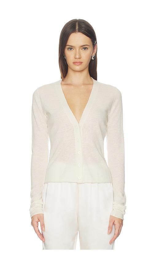 skims sheer cashmere cardigan in ivory.